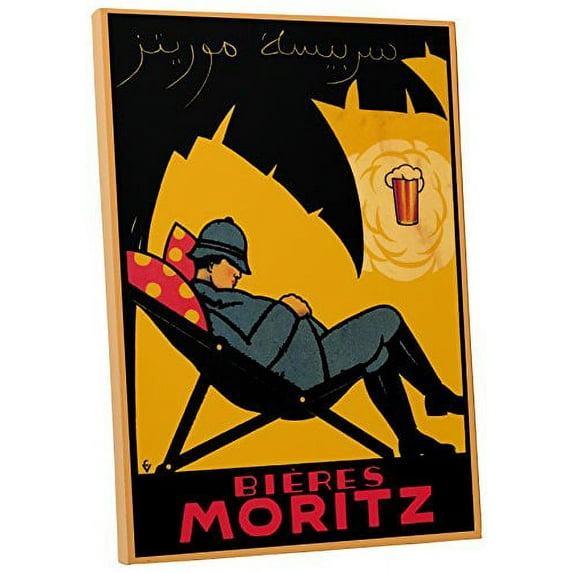"Beer Moritz Vintage" Advertising Poster Gallery Wrapped Canvas Wall Art Print, 45" x 30"