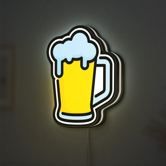 Beer Mug 3D Novelty Light Box for Bar Decor, Personalized Text Option, Alcohol Drink Lamp Featuring Glass Mug and Cold Beverage Design (Width 24 inch, 60cm)
