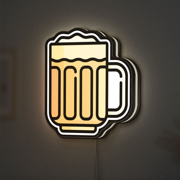Beer Mug 3D Novelty Light Box for Alcohol Decor, Food and Drink Themed Lamp Ideal for Pubs, Parties and Bars (Width 8 inch, 20cm)