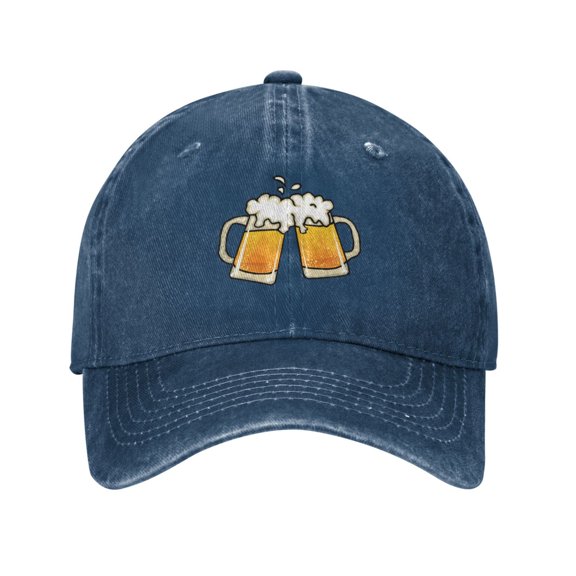 Beer Mug Baseball Cap Vintage Soft Washed Denim,Golf Dad Hat Adjustable Trucker Hats for Men Women Unisex Adult,Navy Blue