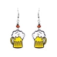 thumbnail image 1 of Beer Mug Graphic Dangle Earrings - Womens Brewery Fashion Handmade Jewelry Adult Accessories, 1 of 1