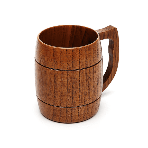 Beer Mug, Handmade Eco-friendly Wooden Mugs With Handle For Wine/Coffee/Tea, Best Gift Cups For Men/Women Brown 500ml