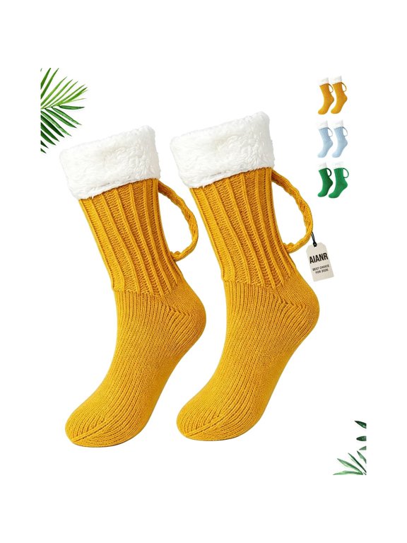 Beer Mug Socks, Beer Stein Socks with Handles for Men, Funny Novelty Knitted Christmas Gifts, Stocking Stuffers for Dad