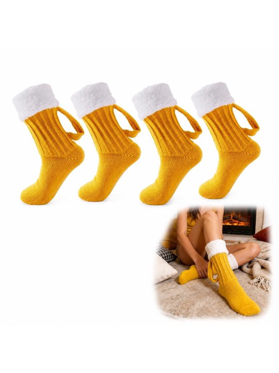 Beer Mug Socks With Handles For Men & Women,Beer Socks Funny,Funny Christmas Novelty Socks For Parties Lounging Gift