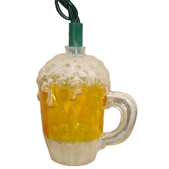 Beer Mug Summer Garden Patio Christmas Lights - White Wire, Set of 10