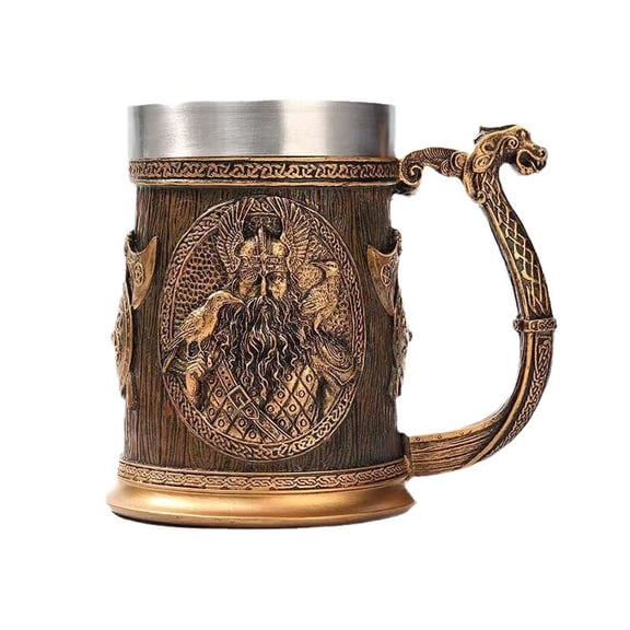 Beer Mug Viking Mug Stainless Steel Beer Mugs Gifts beer steins for men and Father’s Day Gift (18 OZ