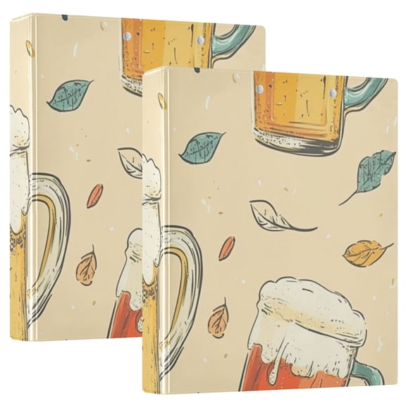 Beer Mugs Boop 3 Ring Binders 1.5 inch Hardcover File Folders with Interior Pockets A4 Size Organizer for School Office Hospital