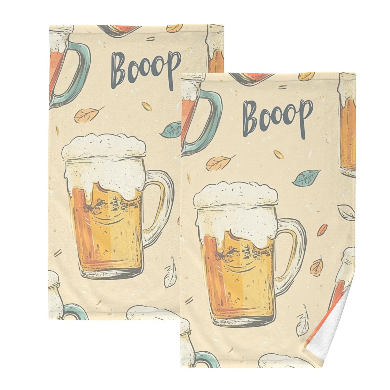 Beer Mugs Boop Hand Towels Cotton Bath Towels Large Face Towels Absorbent for Bathroom 2 Packs
