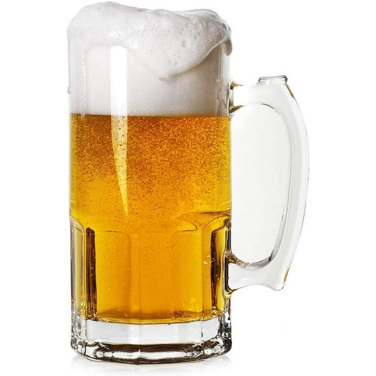 Beer Mugs Set Glass Mugs With Handle 16oz Large Beer Glasses For Freezer  Beer