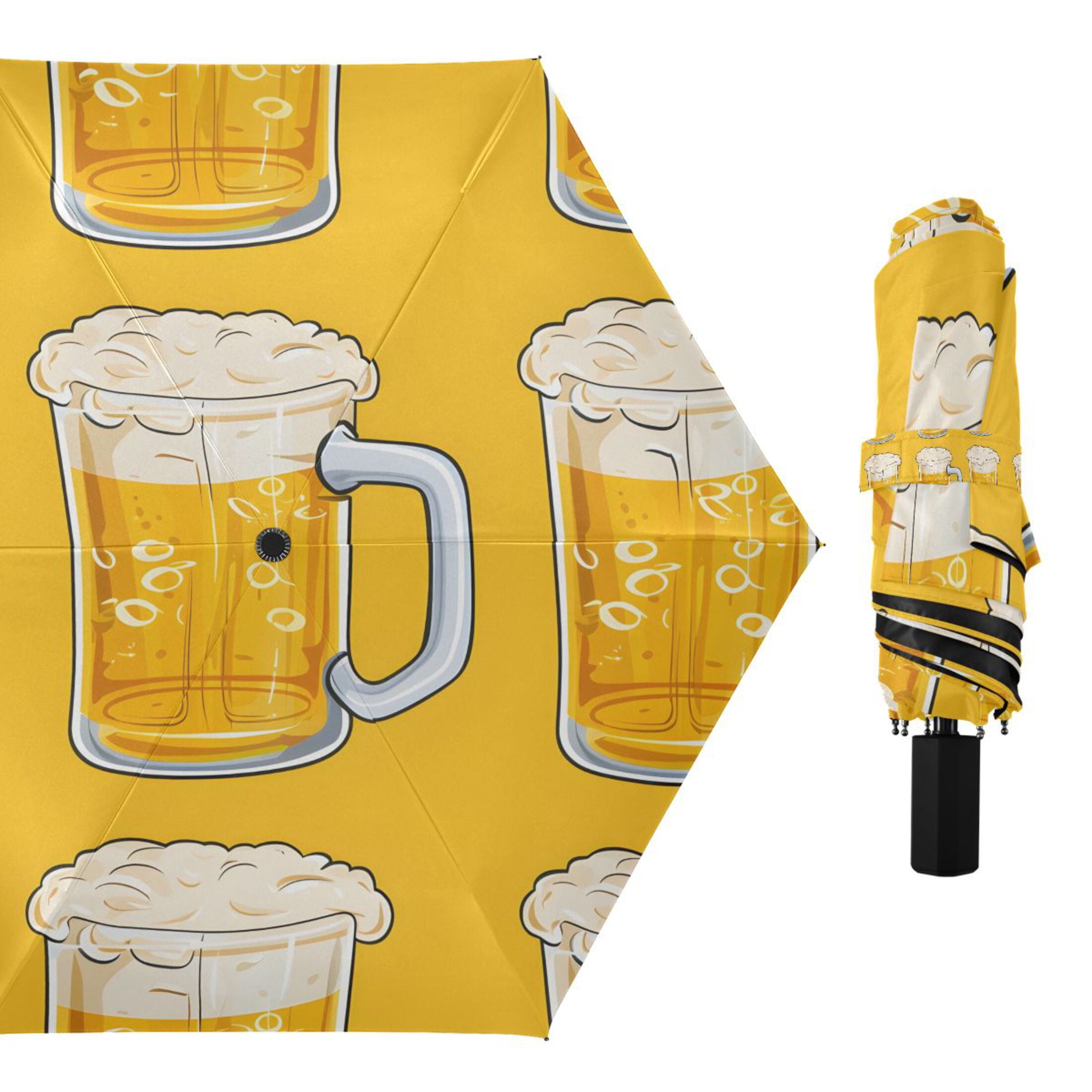 Beer Mugs with Foam Compact Sun Umbrella Windproof Travel Umbrellas for Rain Strong Portable UV Protection