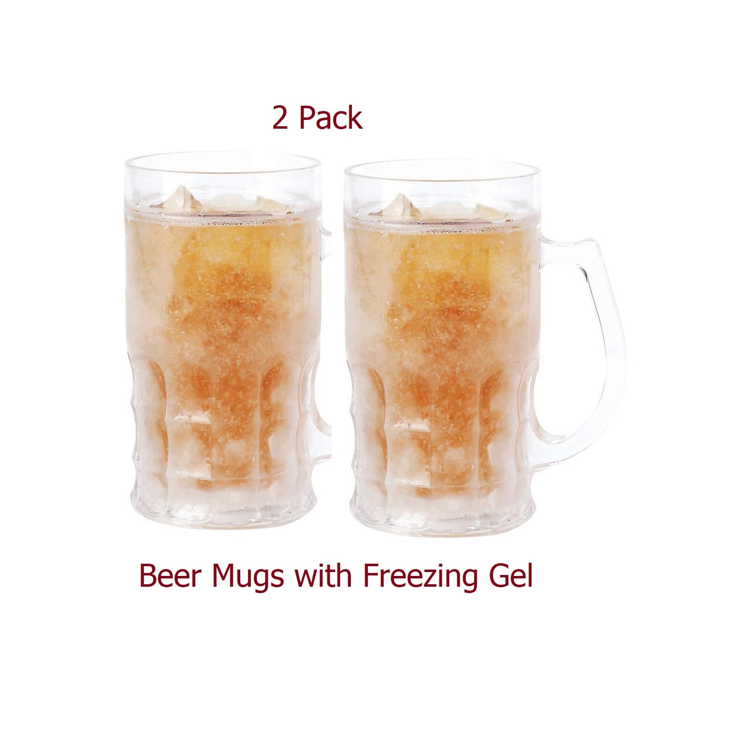 Beer Mugs with Freezing Gel (2 Pack) 14oz (Gifts under 50)