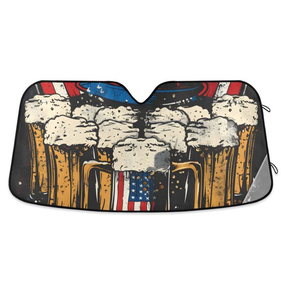 Beer National Flag Hat Car Windshield Sun Shade Reflector Sunshade Foldable for Front Keeps Vehicle Cool