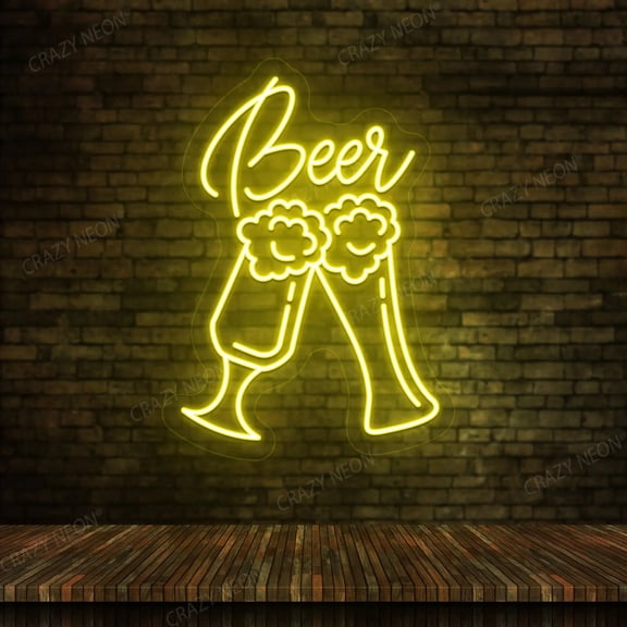 Beer Neon Sign (Yellow, 28"(W)x38"(H))