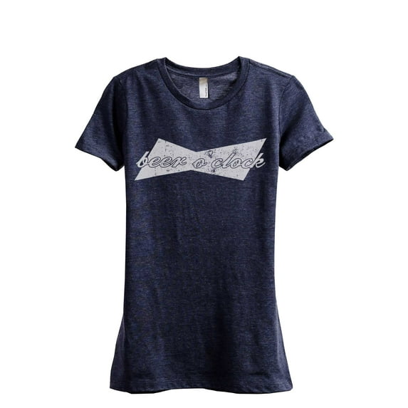 Beer O'Clock Women's Fashion Relaxed T-Shirt Tee Heather Navy Small