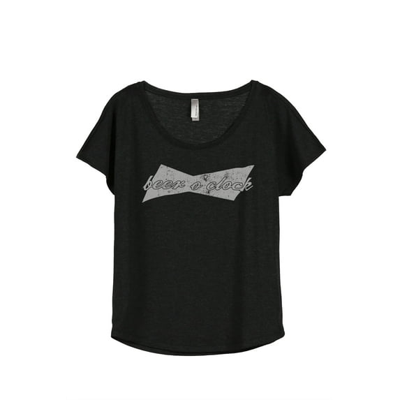 Beer O'Clock Women's Fashion Slouchy Dolman T-Shirt Tee Heather Black X-Large