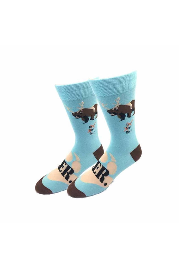 Beer? One Size Fits Most Light Blue Crew Socks