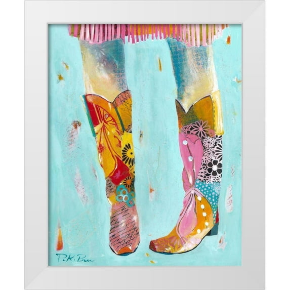 Beer, Pamela K. 12x14 White Modern Wood Framed Museum Art Print Titled - Cowgirl Boots