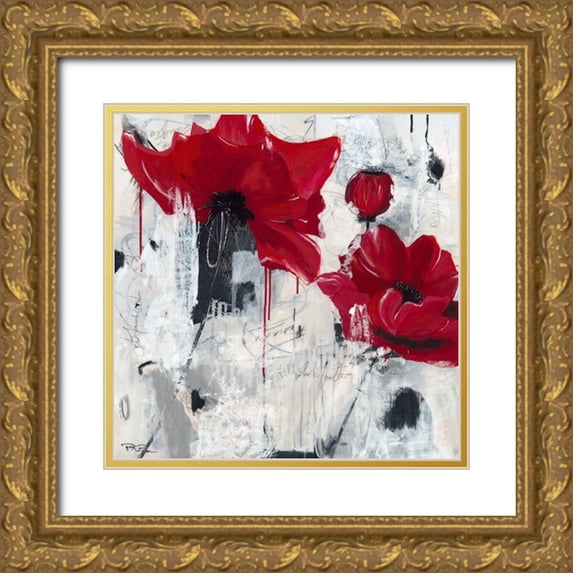 Beer, Pamela K. 26x26 Gold Ornate Wood Framed with Double Matting Museum Art Print Titled - Poppy Love