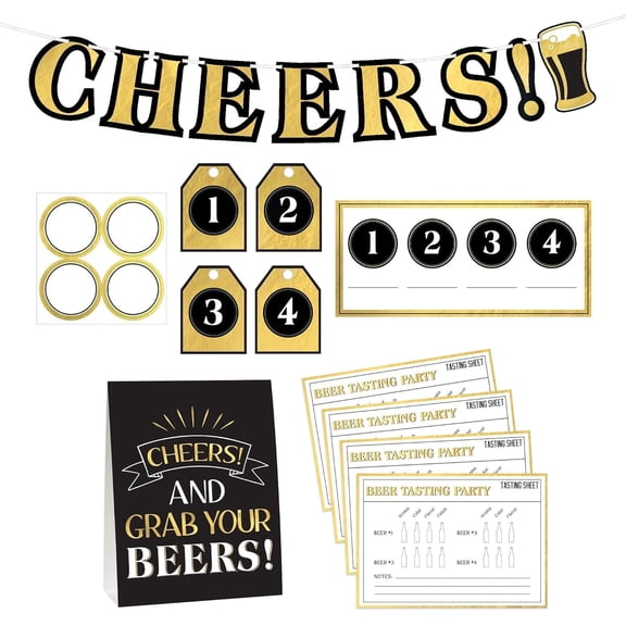 Beer Party Supplies - Aged to Perfection Vintage Dude Birthday Cheers Beer Flight & Voting Accessories Kit, 1 Set