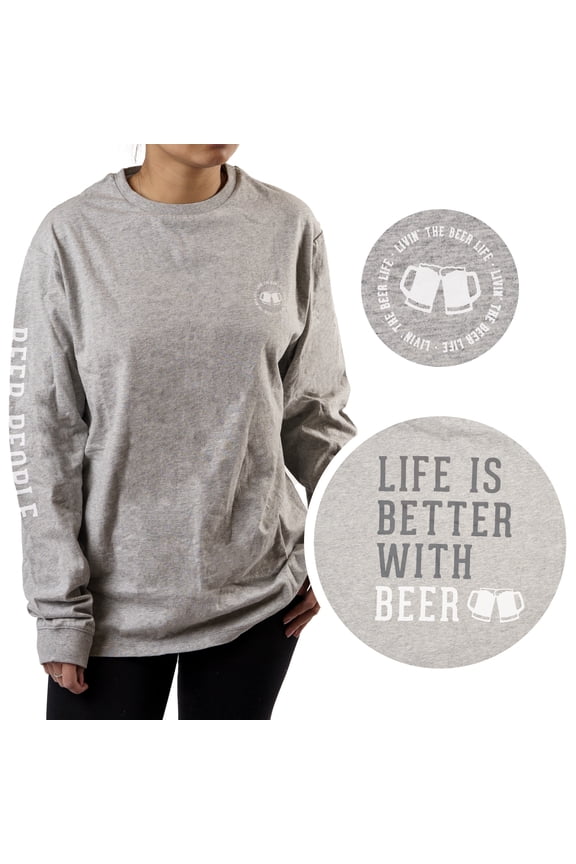 Company - Beer People - Small Heather Gray Unisex Long Sleeve T-Shirt