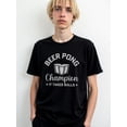 thumbnail image 1 of Beer Pong Champion Tee men Crew neck T-shirts black short top Daytime and weekend wear Hip-hop street style Original Unisex Shirt Crewneck tshirts, 1 of 7