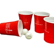 Beer Pong Cup Set with Funny Challenges, 20 Reusable Red Cups & 6 Ping Pong Balls