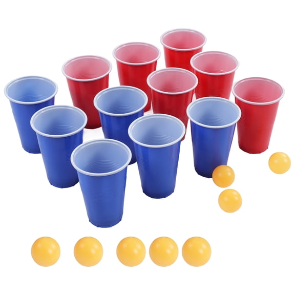 Beer Pong Fun Cup Game Set (12 Pack / Cups and 8 Pack / Balls) for Holiday Parties, Indoor and Outdoor Throwing Drinking Table Sports - 4.92 Inches / 12.5 cm Large Disposable Cups