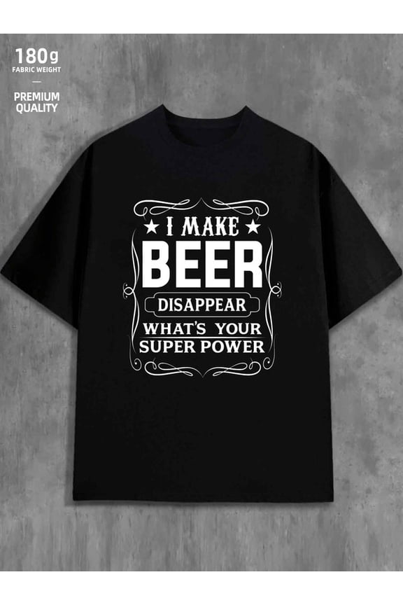 Beer Power Tee men's 180G 100% Cotton black Vintage Unisex Shirt Printed tshirts Unique Design Unisex Shirt Crewneck tshirts Trendy Unisex Shirt Crewneck tshirts Vintage Unisex Shirt Crewneck tshirts