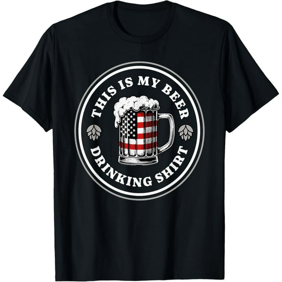 Beer Pride American Flag 4th of July Merica USA Drinking T-Shirt Tops Tee