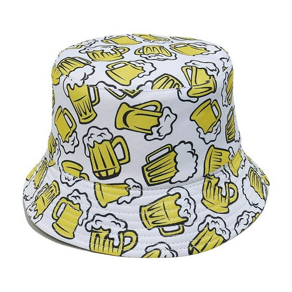 Printed Bucket Head, Fishman Hat, Sun Protection Hat Yellow One Size