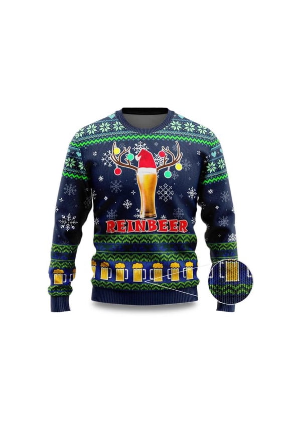 Beer Reindeer Christmas 3D Sweater 2025