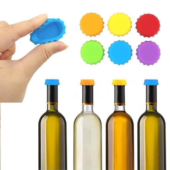 Beer Saver Cap Reusable Leak Free Silicone Lid Beer Saver Bottle Cap Stopper (Pack of 6)