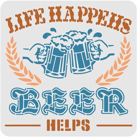 Beer Sign Stencil Decoration Template 11.8x11.8 inch Plastic Beer Helps Stencils Square Reusable Stencils