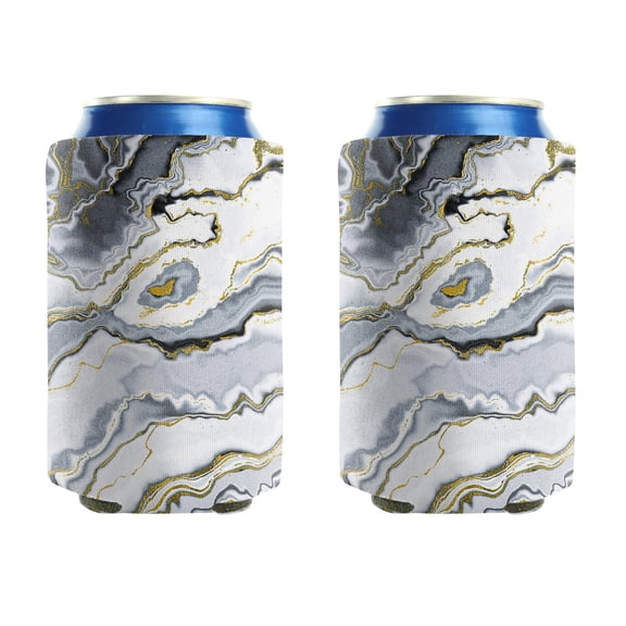 Beer Sleeve 2 PCS Summer Neoprene Insulated Bottle Jackets Grey Marble Beer Cooler Sleeve for Beer Drink & Water Bottles (3.9In X4.9 In)