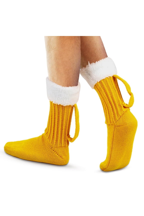 Beer Socks, Knitted Funny Socks for Men and Women, Novelty Dad Cute Birthday Gifts for Adults (Size 5-10), Yellow