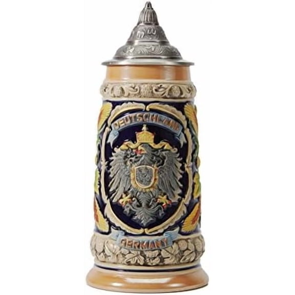 Beer Stein Mug German Eagle Drinking Viking Tankard with Petwer Lid for Birthday Gifts Men Father Husband 0.8 Liter$$Home Decor, Kitchen, & Other