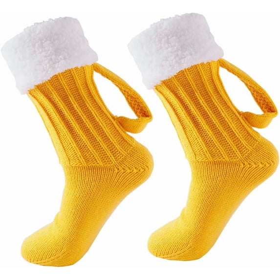Beer Stein Socks, Beer Mug Socks with Handles for Men, Beer Socks, Perfect Knitted Gifts for Christmas