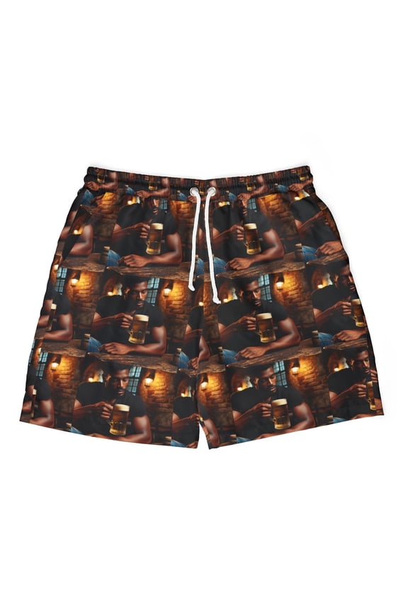 Beer Swim Shorts for Men, Summer Beachwear and Pool Party Attire for Beer Lovers