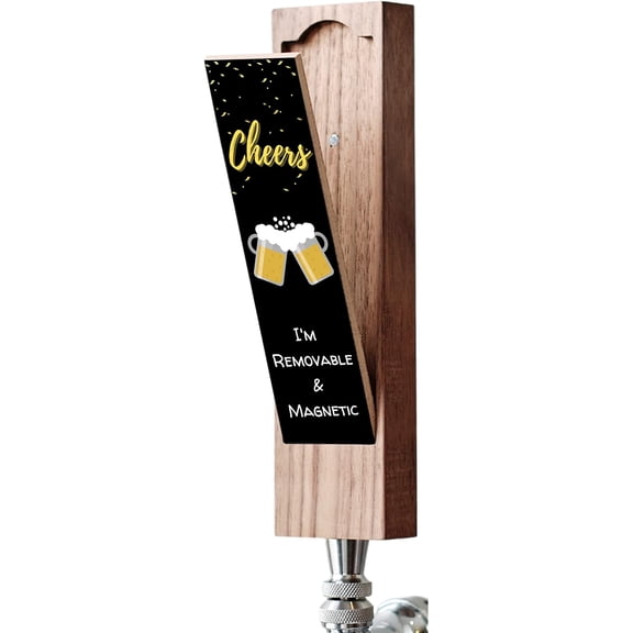 Beer Tap Handle with Removable Chalkboard - 8 Inch Rustic Walnut Wooden Tap Handle with a Convenient Removable Magnetic Chalkboard for Kegerators, Bar Taps, Homebrewers, and Draft Beer, by