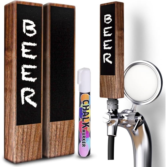 Beer Tap Handles - Beer Tap - Pack of 2 - Chalkboard Included - Pen Included - Chalkboard Tap Handle - 1919 Tap Handle - Cool Beer Taps Handles - Brown Chalkboard Beer Tap Handle