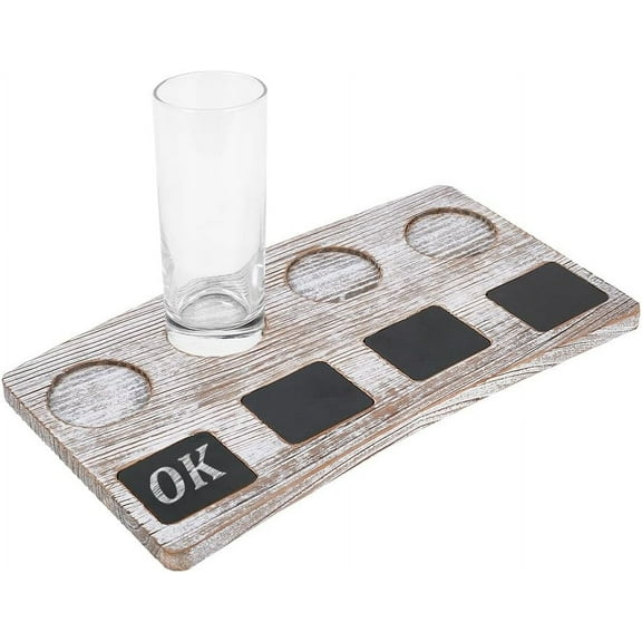 Beer Tasting Flight Sampler Set with 4 Glasses Holder Wood Beer Flight Board Set Shot Glasses Serving Tray Holder Display Bar Accessories for Wine Beer Water Glasses Colorful