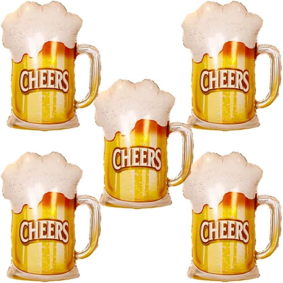 Beer-Themed Mylar Foil Balloons 5 Pack for Party & Celebration