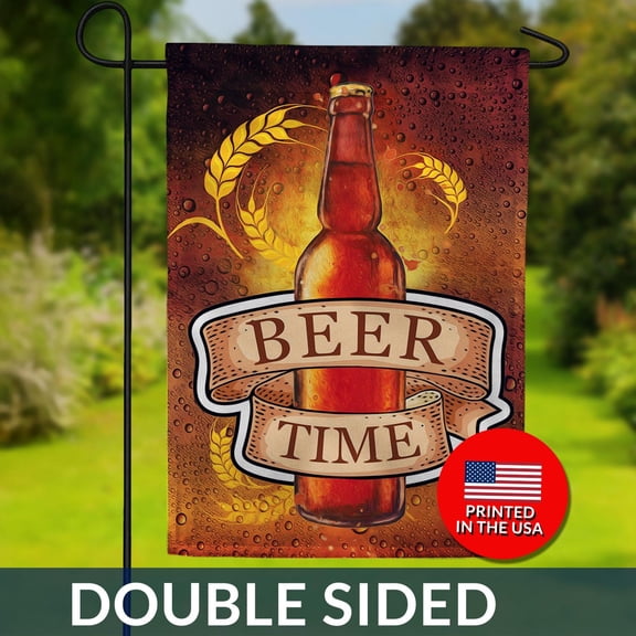 Beer Time Double Sided Flag Cold Brew Bottle Casual Hangout Decor 1