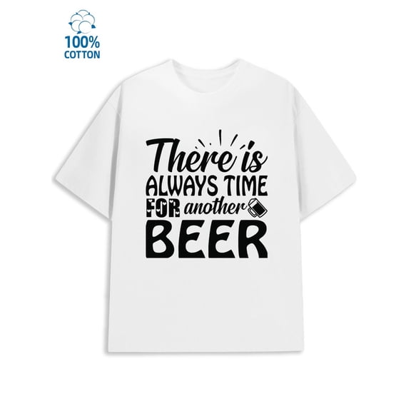 Beer Time Tee men beer 180G 100% Cotton white english beer Unique Design Unisex Shirt Short Sleeve tshirts Vintage Unisex Shirt Crewneck tshirts Classic Unisex Shirt Printed tshirts