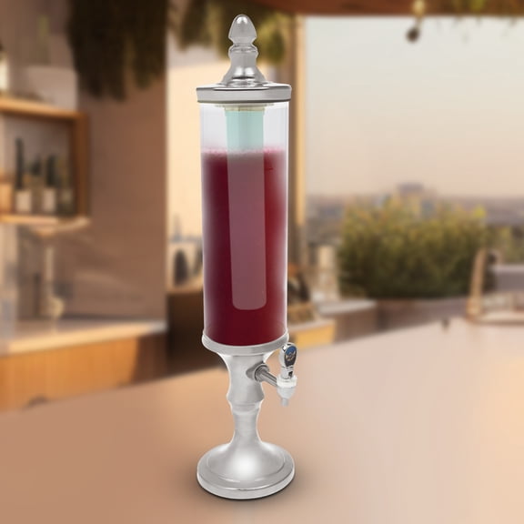 Beer Tower Dispenser with Ice Tube and Light - 3.2 Qt./3 L, Margarita Mimosa Tower Drink Dispenser with Tap, Freeze Tube Keep Beverages Cold for Party Bar Gameday(Silver)