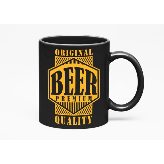 Beer Typography, Black 11oz Ceramic Mug