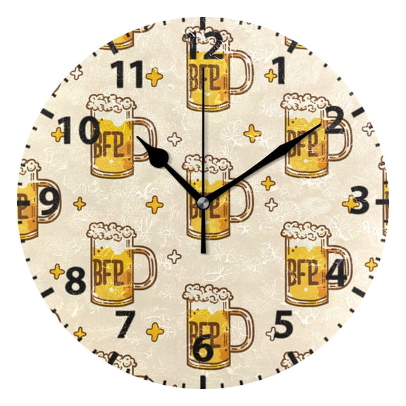 Beer Wall Clock 10in Round Artistic Oil Painting Home Decor Desk Table Clock