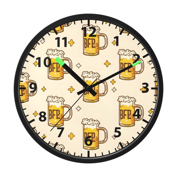 Beer Wall Clock 12 Inch Voice Activated Night Light Silent Non Ticking