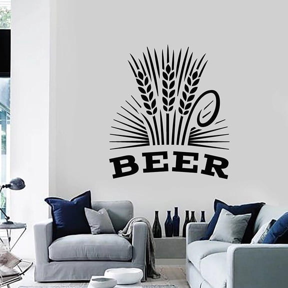 Beer Wall Decal Alcohol Drinking Pub Bar Brewery Foam Mill Wheat Vinyl Window Stickers Interior Decor for Living Room Mural 30x33cm