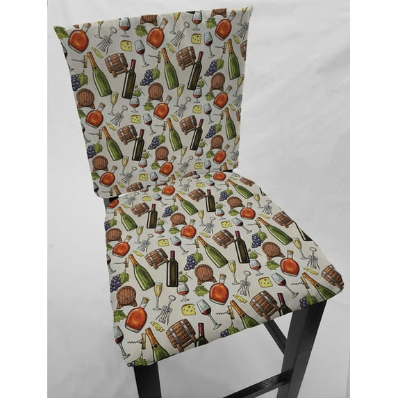 Beer or Wine Dining Room Chair Back Covers or Seat Covers by Penny's Needful Things (Both Chair Back & Seat Cover) (16 W x 16 H CHAIR BACK) (Wine & Cheese)